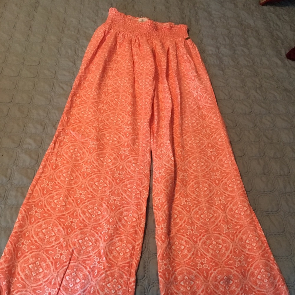 Orange print wide leg pants